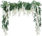 Encrypted Flower Vine Wisteria Artificial Garland Hanging (White, 2pcs) in White, alternate view 3
