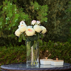 ENOVA FLORAL 9 Heads Silk Rose Artificial Flowers in Vase, Faux Rose Flowers Arrangement in Vase with Faux Water, alternate