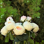 ENOVA FLORAL 9 Heads Silk Rose Artificial Flowers in Vase, Faux Rose Flowers Arrangement in Vase with Faux Water, alternate
