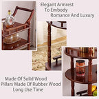 Entertainment Kitchen Cart, Midcentury Modern Imported rubberwood Brown Finished Wood 2-Tier Mobile Bar Cart, alternate view