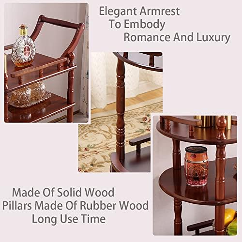Entertainment Kitchen Cart, Midcentury Modern Imported rubberwood Brown Finished Wood 2-Tier Mobile Bar Cart, alternate view