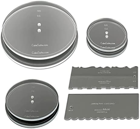 Essential Cake Decorating Acrylic Disk Kit - 3 Sets - Round 5.5”, 7.5” and 9.5" Disk Sets (2 disks per size)