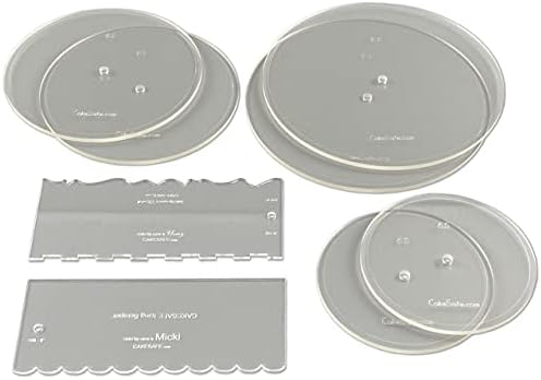 Essential Cake Decorating Acrylic Disk Kit - 3 Sets - Round 6.5", 8.5", 10.5" Disks Sets (2 disks per size)