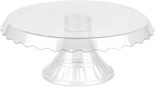 Essential Clear Cake Stand - Round Plastic Dessert Display for Parties, Weddings & Birthdays - Cupcake Holder