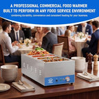 ETL Listed 4-Pan Commercial Food Warmer with Seamless One-piece Tank & 4 of 1/3 Size GN Pan,120V 1500W, alternate view 7