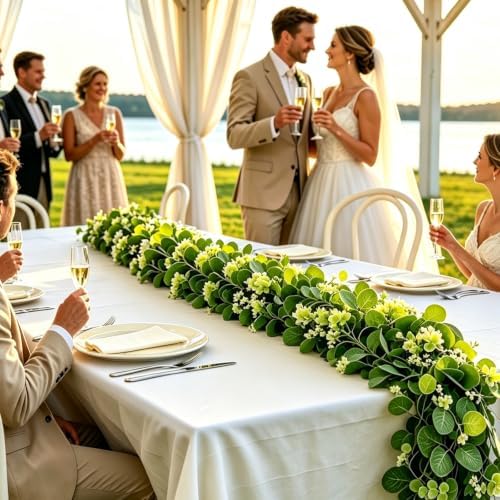 Eucalyptus Garland 2 Pack, 5.9 FT Wedding Table Greenery, alternate view 2