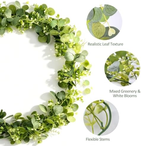 Eucalyptus Garland 2 Pack, 5.9 FT Wedding Table Greenery, alternate view 6