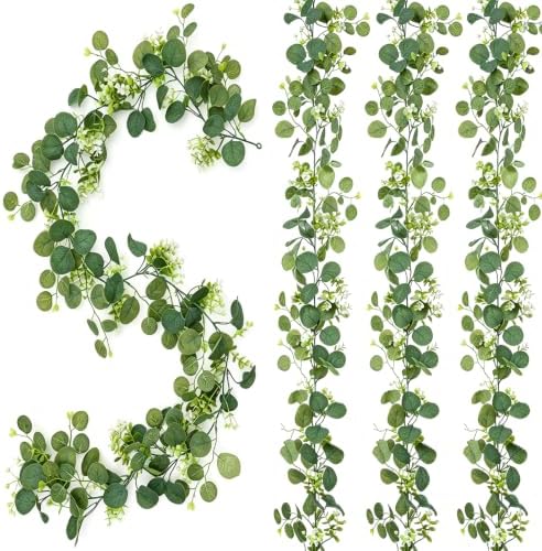 Eucalyptus Garland 4 Pack, 5.9 Ft Faux Greenery for Weddings, alternate view 3