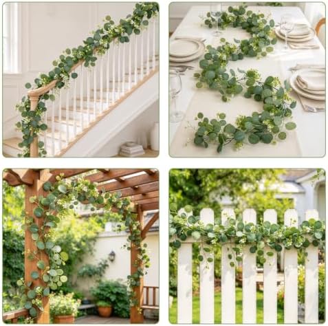 Eucalyptus Garland 4 Pack, 5.9 Ft Faux Greenery for Weddings, alternate view 5