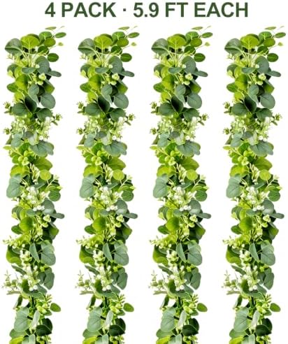 Eucalyptus Garland 4 Pack, 5.9 FT Greenery for Wedding Decor, alternate view 3