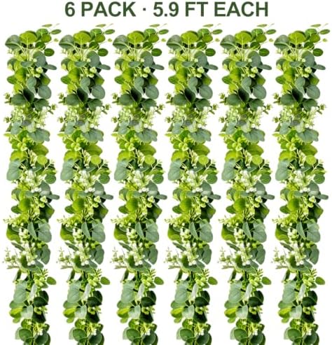 Eucalyptus Garland 6 Pack, 5.9 FT Wedding Greenery, alternate view 3