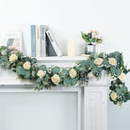 Eucalyptus Garland Artificial Greenery Vines with Roses, alternate view 7