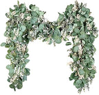 Eucalyptus Garland Artificial Greenery Vines with White Buds