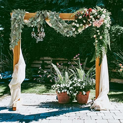 Eucalyptus Garland Artificial Greenery Vines with White Buds, alternate view 6