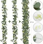 Eucalyptus Garland Faux Silk Leaf Silver Dollar Artificial Greenery Fake Eucalyptus Leaves Garlands for Table, alternate view