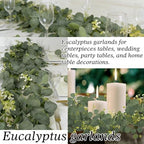 Eucalyptus Garland Faux Silk Leaf Silver Dollar Artificial Greenery Fake Eucalyptus Leaves Garlands for Table, alternate view
