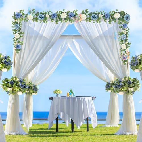 Eucalyptus Garland with Flowers - 1 Pack 5.9 FT Artificial Flower Garland with Butterflies Faux Rose Greenery, alternate view