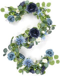 Eucalyptus Garland with Flowers - 1 Pack 5.9 FT Fake Flower Garland with Butterflies Faux Rose Greenery Garlands