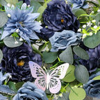 Eucalyptus Garland with Flowers - 1 Pack 5.9 FT Fake Flower Garland with Butterflies Faux Rose Greenery Garlands, alternate