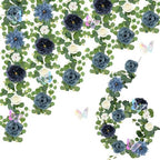 Eucalyptus Garland with Flowers - 6 Pack 5.9 FT Fake Flower Garland with Butterflies Faux Rose Greenery Garlands