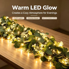 Eucalyptus Garland with Lights, 4 Packs 6FT Artificial Lighted Garland, Spring Summer Green Faux Garlands for, alternate view