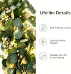 Eucalyptus Garland with Lights, 4 Packs 6FT Artificial Lighted Garland, Spring Summer Green Faux Garlands for, alternate view