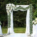 Eucalyptus Garland with White Flowers, 2 Packs 5.9Ft Artificial Silver Dollar Eucalyptus Leaves Plant Fake, alternate view 2
