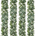 Eucalyptus Garland with White Flowers 4 Packs 5.9Ft Artificial Plants Vines