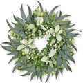 Eucalyptus Wreath 22 Inch Spring Wreath for Front Door with Lamb’s Ear White Berries Farmhouse Home Decor for