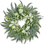 Eucalyptus Wreath 22 Inch Spring Wreath for Front Door with Lamb’s Ear White Berries Farmhouse Home Decor for