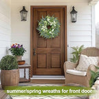 Eucalyptus Wreath 22 Inch Spring Wreath for Front Door with Lamb’s Ear White Berries Farmhouse Home Decor for, alternate view