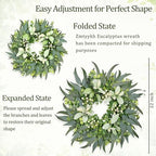 Eucalyptus Wreath 22 Inch Spring Wreath for Front Door with Lamb’s Ear White Berries Farmhouse Home Decor for, alternate view