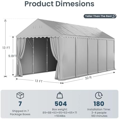 Event Tent 13x32ft, Large Commercial Canopy Portable Storage Shed in 13x32ft, alternate view 2