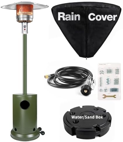Evergreen 50,000 BTU Propane Patio Heater with Rain Cover, Multiple Color Available, Outdoor Heater with