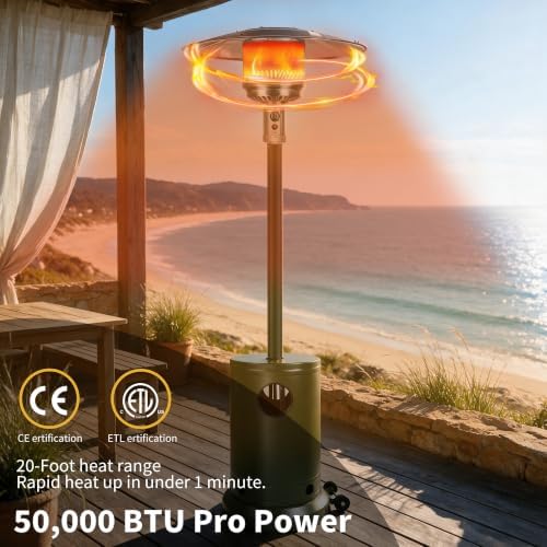 Evergreen 50,000 BTU Propane Patio Heater with Rain Cover, Multiple Color Available, Outdoor Heater with, alternate view 4