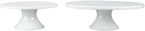 Everyday Porcelain Round Cake Stands, Set of 2 (8.5" & 12"), White in White