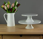 Everyday Porcelain Round Cake Stands, Set of 2 (8.5" & 12"), White in White, alternate view 2