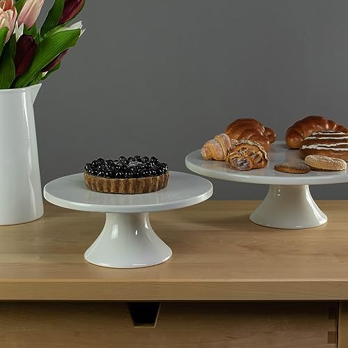 Everyday Porcelain Round Cake Stands, Set of 2 (8.5" & 12"), White in White, alternate view 5