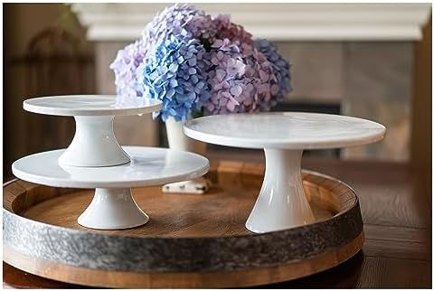 Everyday Porcelain Round Cake Stands, Set of 2 (8.5" & 12"), White in White, alternate view 6