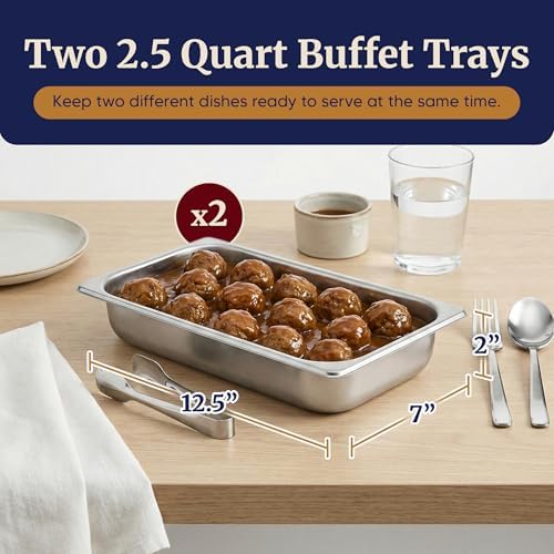 EWM-6122X Dual Buffet Server, 2 x 2.5 Qt, Stainless Steel in Stainless Steel, alternate view 2