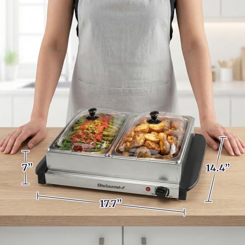 EWM-6122X Dual Buffet Server, 2 x 2.5 Qt, Stainless Steel in Stainless Steel, alternate view 4