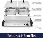 EWM-6122X Dual Buffet Server, 2 x 2.5 Qt, Stainless Steel in Stainless Steel, alternate view 6