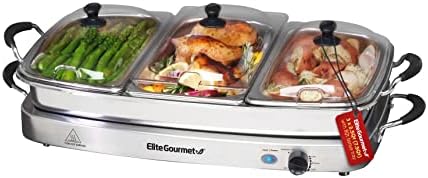 EWM-9933 Buffet Server, Oven Safe, 7.5 Qt, Stainless Steel in Silver