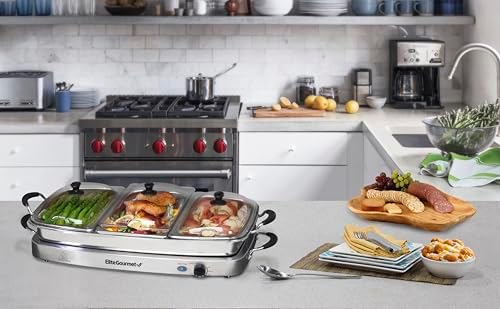 EWM-9933 Buffet Server, Oven Safe, 7.5 Qt, Stainless Steel in Silver, alternate view 2