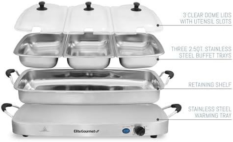 EWM-9933 Buffet Server, Oven Safe, 7.5 Qt, Stainless Steel in Silver, alternate view 5