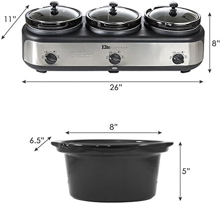 EWMST Adjustable Temp Dishwasher-Safe Oval Ceramic Pots, Lid Rests, 3 x 2.5Qt Capacity, Stainless Steel in, alternate view 3