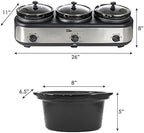 EWMST Adjustable Temp Dishwasher-Safe Oval Ceramic Pots, Lid Rests, 3 x 2.5Qt Capacity, Stainless Steel in, alternate view 3