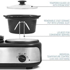 EWMST Adjustable Temp Dishwasher-Safe Oval Ceramic Pots, Lid Rests, 3 x 2.5Qt Capacity, Stainless Steel in, alternate view 4