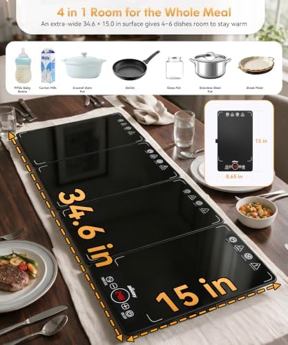 Expandable Electric Warming Tray, 4Pcs Food Warmer for Buffet Parties, alternate view 4