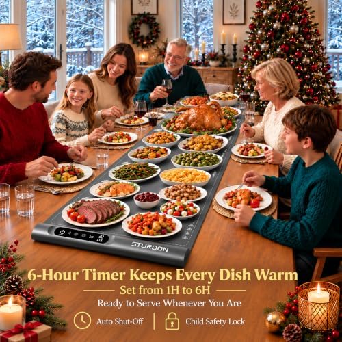 Expandable Food Warming Mat Extra Large 58"x16", Warming Mat for food, Gray in Gray, alternate view 2